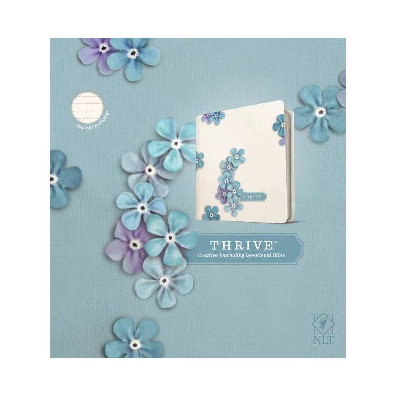 NLT Thrive Creative Journaling Devotional Bible (Hardcover, Blue Flowers), 1 of 2