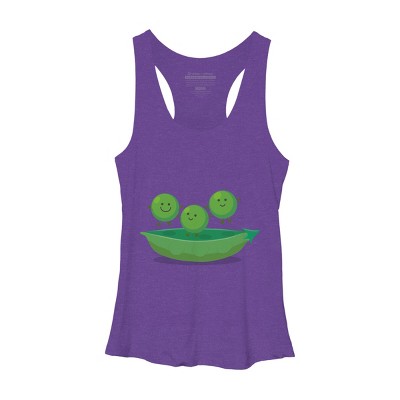 Women's Design By Humans Cute jumping peas in pod cartoon illustration By thefrogfactory Racerback Tank Top