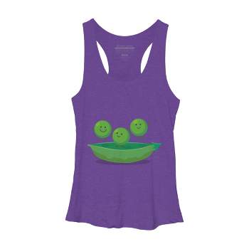 Women's Design By Humans Cute jumping peas in pod cartoon illustration By thefrogfactory Racerback Tank Top