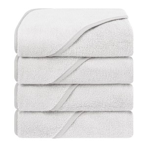 American Soft Linen Turkish Baby Hooded Bath Towel Set, 100% Cotton Soft Fluffy Baby Hooded Shower Towels - 1 of 4