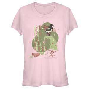 Juniors Womens Batman Christmas Naughty Harley Quinn T-Shirt - 1 of 3