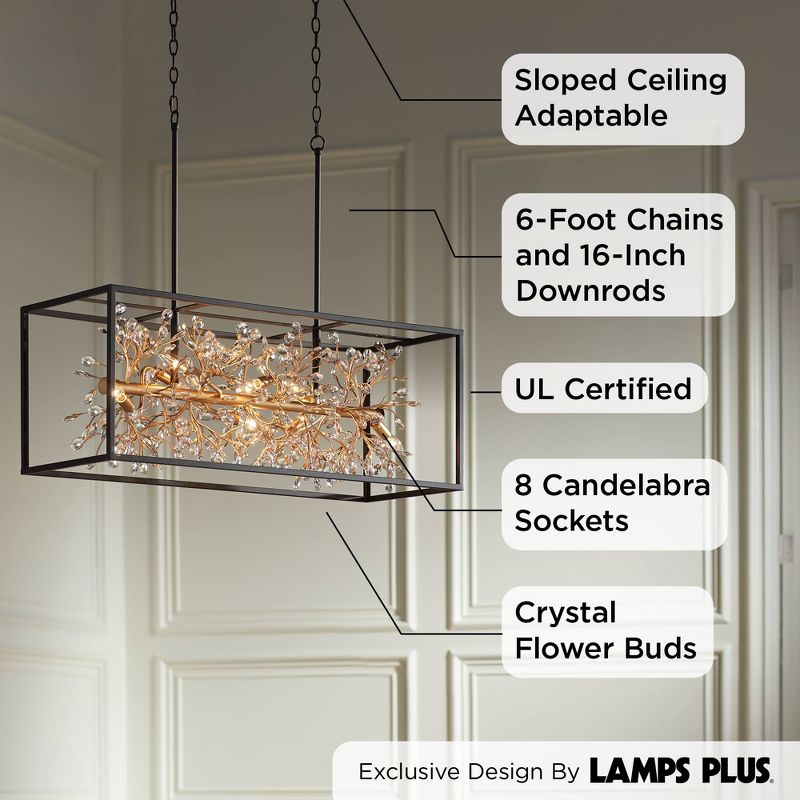 Possini Euro Design Carrine Black Gold Linear Pendant Chandelier 38 1/2" Wide Modern Clear Crystal 8-Light Fixture for Dining Room Kitchen Island Home, 6 of 11