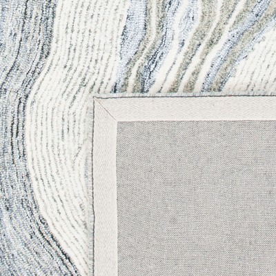 Ivory Elegance 6' Square Hand-Tufted Wool & Silk Abstract Area Rug