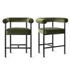 Set of 2 Velvet Bar Stools with Back and Arms, Modern Counter Height Chairs with Wide Seat and Metal Legs for Kitchen Island-Maison Boucle - 4 of 4