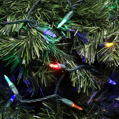 Multicolor LED Outdoor Christmas String Lights with Green Wire