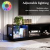 FUFU&GAGA Modern Black TV Stand with Tempered Glass Doors & RGB LED Lighting - 78.7''W Media Console with Storage - 3 of 4