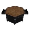 UPHA 36 Inch 2 Tier Retro Hexagon Living Room Solid Wood Coffee Table with Shelf & Drawer - 4 of 4