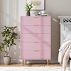 5 Drawer Dresser for Bedroom,Modern Pink Dresser with Gold Handle and Large Drawer - 3 of 4