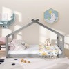 Full Size Wood House Bed with Roof - 2 of 4