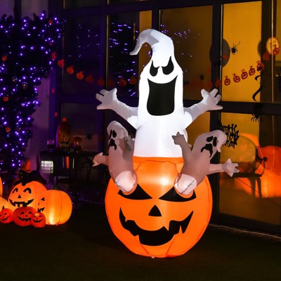6ft Inflatable Halloween Ghosts on Pumpkin with LED Lights