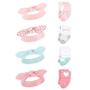 Hudson Baby Infant Girl Headband and Socks Set, Bunny, 0-9 Months - 1 of 4
