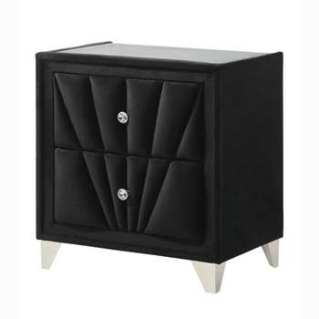 Puma 2 Drawer Upholstered Nightstand Black - HOMES: Inside + Out