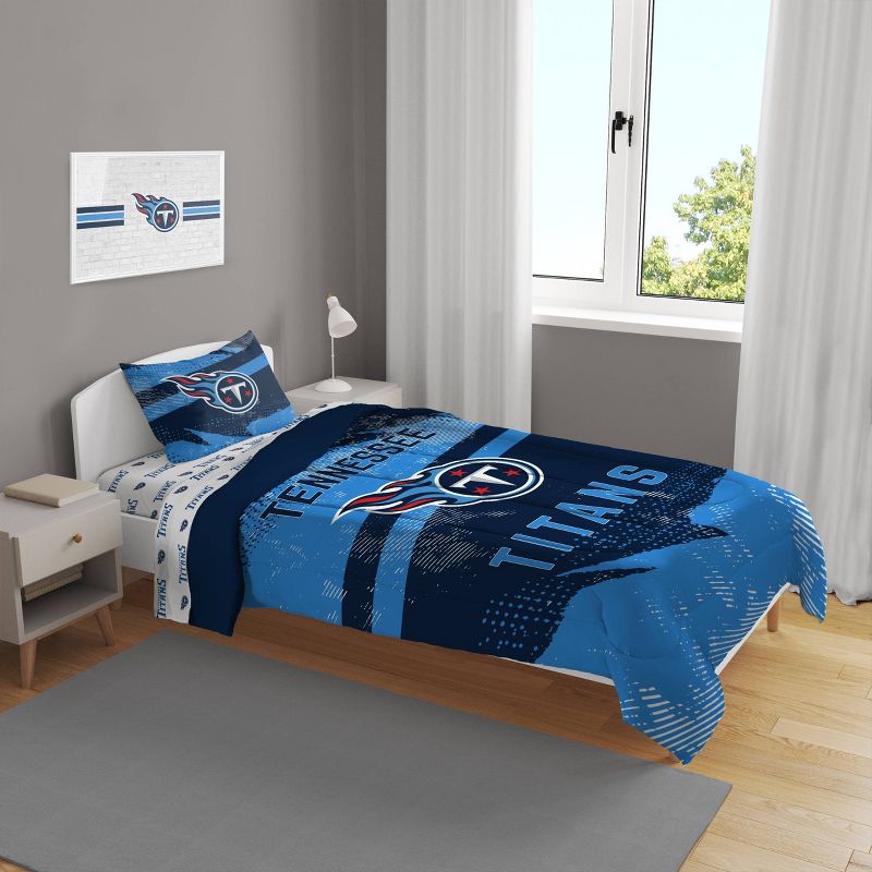 NFL Tennessee Titans Slanted Stripe Twin Bed in a Bag Set - 4pc, 1 of 4