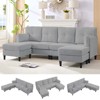 Mjkone Corduroy U-Shape Modular Convertible Sectional Sofa Couch,Upholstered 4-Seater Sofa with Movable Ottoman - 2 of 4