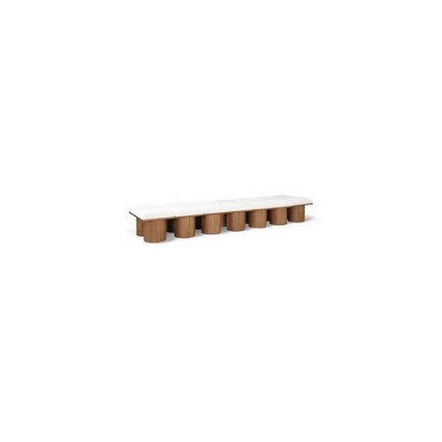 Meridian Furniture,Pavilion Cream Boucle Fabric Bench