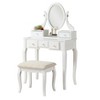 Airsurfer Makeup Vanity Table and Stool Set, Adjustable Oval Mirror with 5 Drawers, Dressing Table Set for Bedroom - 2 of 4