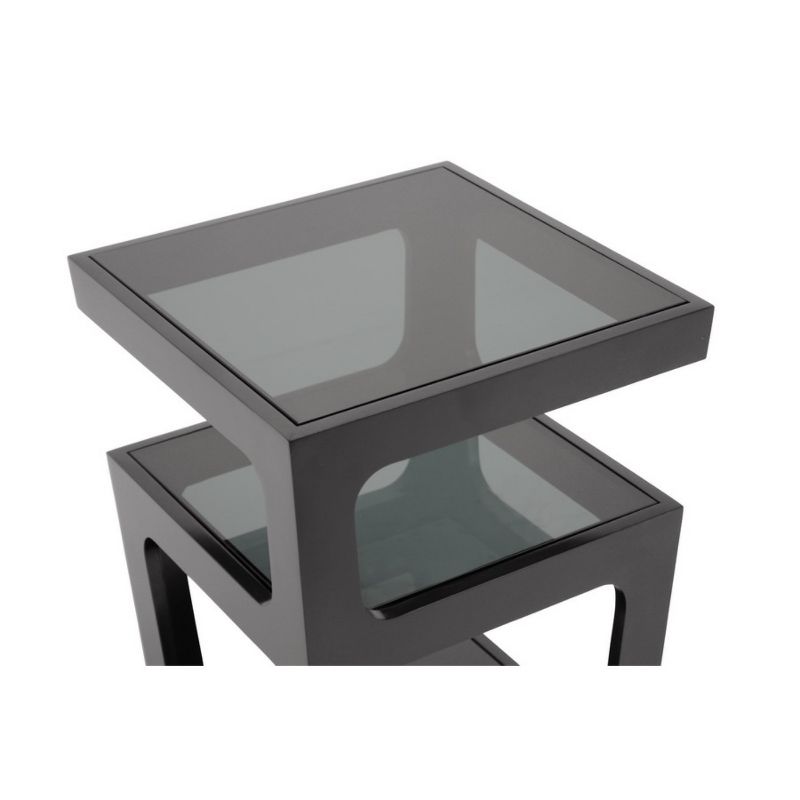 Clara Modern End Table with 3 Tieglass Shelves Black - Baxton Studio, 4 of 6