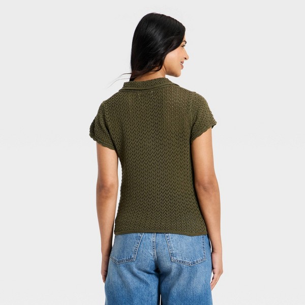 Suéter de cuello polo de manga corta para mujer - Universal Thread™ 2