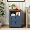 18" Nightstand with 2 Drawers - Modern Bedside Table w/Open Shelf & Cord Hole, Wood End Table for Small Spaces, Fits in Bedroom/Living Room - 2 of 4