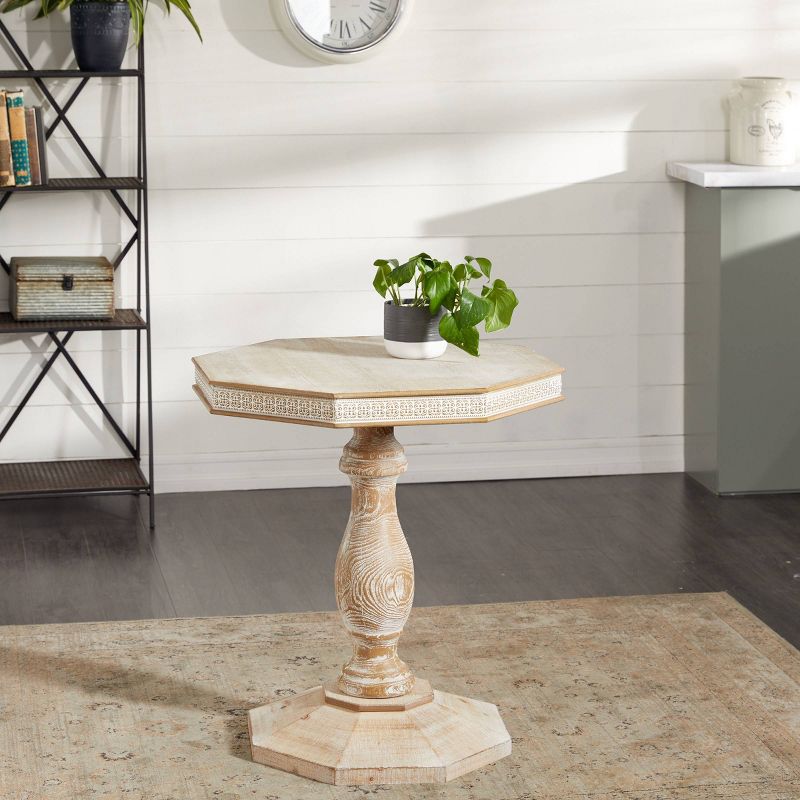 Farmhouse Whitewashed Wood Accent Table Brown - Olivia &#38; May, 3 of 9