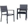 Acekool 4-Piece Stackable Patio Dining Chairs - Outdoor Aluminum Frame with Breathable Textilene Fabric, Grey - 2 of 4