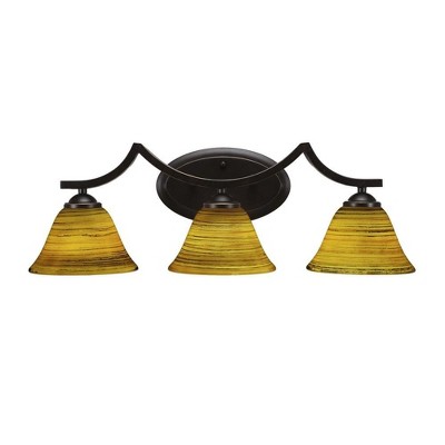 Toltec Lighting Zilo 3 - Light Vanity in  Dark Granite with 7" Firré Saturn Shade
