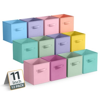Sorbus 11 Inch 12 Pack Sturdy Collapsible Fabric Storage Cubes with Handle - for Organizing Clothes, Toys, Books, Shelves & more