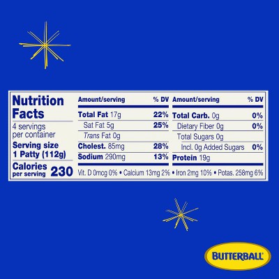 Butterball All Natural Fresh 85/15 Turkey Burger Patties - 16oz/4ct