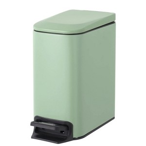 LunaLulinlk Green 1.6 Gallon Small Bathroom Trash Can, Stainless Steel Trash Can with Lid - 1 of 4