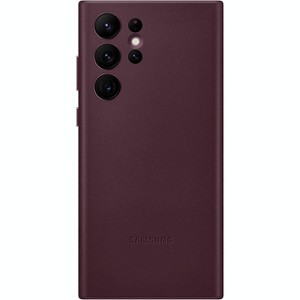Samsung Galaxy S22 Ultra Leather Cover, Protective Phone Case, Camera Lens Protection, Shockproof, Premium, Elegant, Slim Design, US Version, Burgundy - 1 of 2