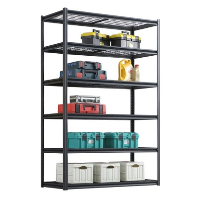 ALEXOUN Heavy Duty Metal Storage Shelves,Garage Shelves,Multi Functional Storage Rack,Shelves Unit with Adjustable,Black