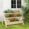 Tangkula 3-Tier Raised Garden Bed Wooden Vertical Planter Box with Storage Shelf 2 Hanging Hooks & 3 Bed Liners - 2 of 4
