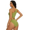 Womens One Shoulder Tankini Sets Hollow Sexy Textured Swimwear Sets Cute Swimsuit for Beach Summer Vacation - 2 of 4