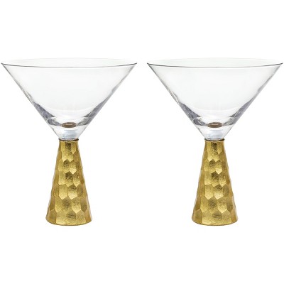 Viski Double Walled Cocktail Glasses - Insulated Martini Glasses with Cut  Crystal Design - Dishwasher Safe Borosilicate Glass 8.5oz Set of 2