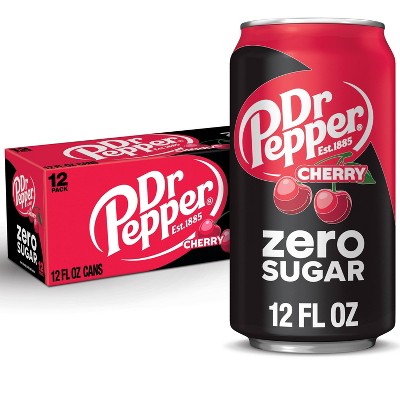 Dr Pepper Zero Sugar Cherry Soda - 12pk/12 fl oz Cans: Caffeinated