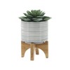 Gulches 2 Piece Ceramic Aztec Planters w/ Saucers, Sizes 4.5x4.5x4.5" & 6x6x5.75" - Perfect for Hall, Bedroom, Florist etc. - 4 of 4