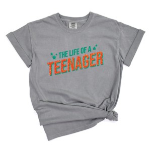 The Life Of A Teenager Puff/Glitter - Womens Garment Dyed Tee - 1 of 3
