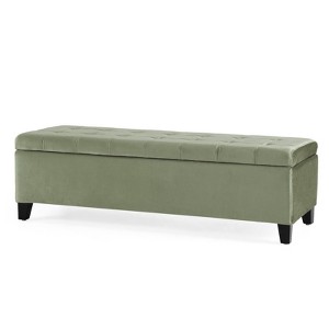 DSVIMOY Storage Ottoman, Rectangular Ottoman Bench, Upholstered Storage Bench, Foot Rest for Living Room, Entryway, Pale Green, 50"*19"*15.5" - 1 of 4