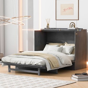 NicBex Full Size Murphy Bed Wooden Frame Murphy Bed Cabinet Morden Hideaway Wall Bed with Top Shelf for Living Room - 1 of 4