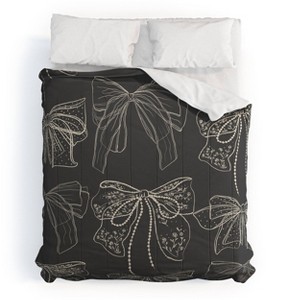 Deny Designs King Anis Illustration Romantic Bows Gray Pattern Comforter and Sham Set - 1 of 4