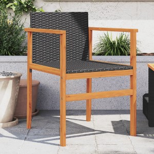 vidaXL Patio Chairs 2 pcs Black Poly Rattan&Solid Wood - 1 of 4