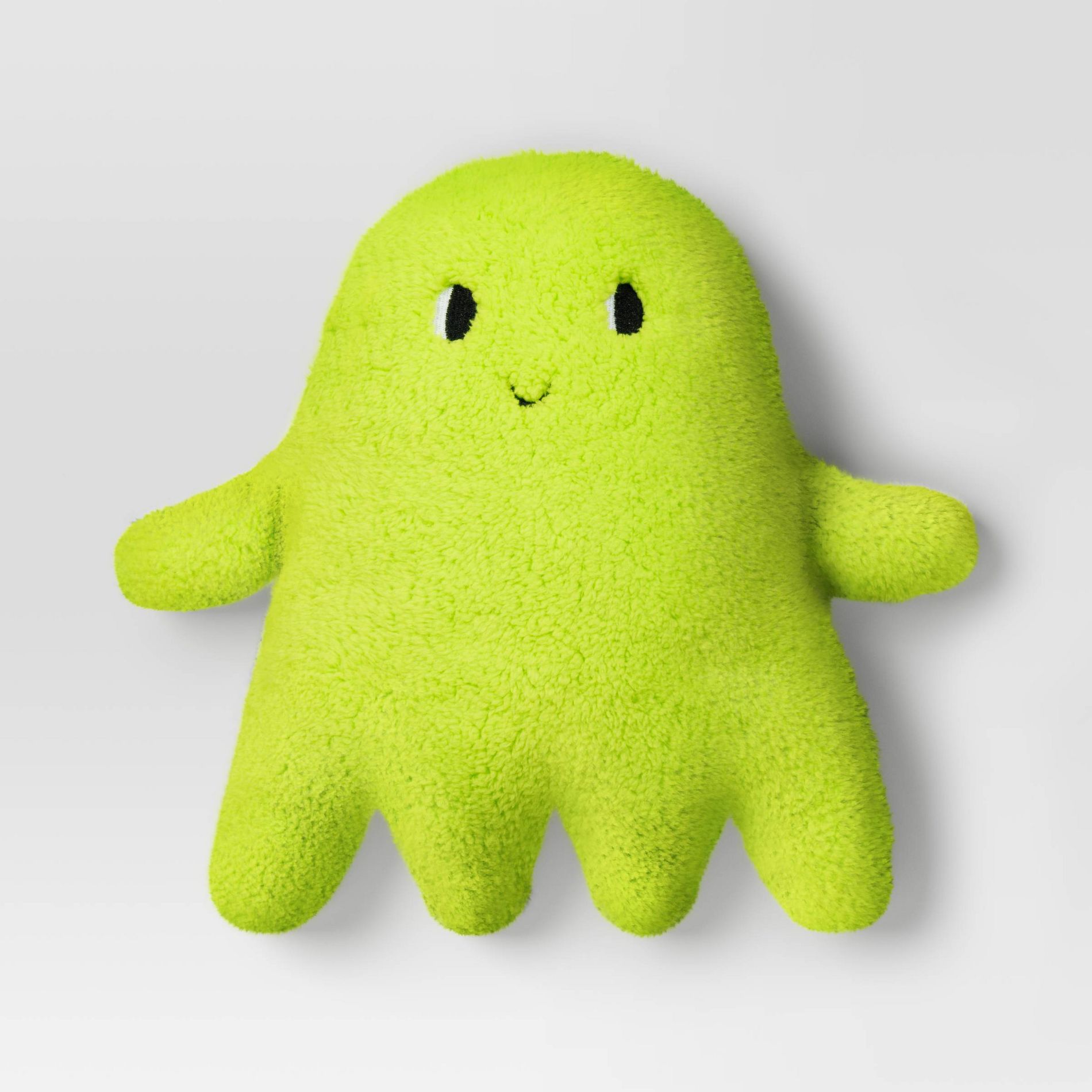 Ghost Shaped Faux Shearling Halloween Throw Pillow Green - Hyde and EEK! Boutique™: Indoor Novelty Cushion, Polyester Fill