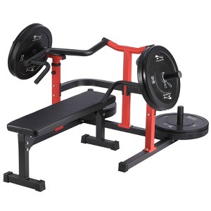 Chest Press Machine With Adjustable Flat Bench,Versatile Bench Press Rack for Home Gym,Bench Press Machine With Independent Converging Arms - 1 of 4