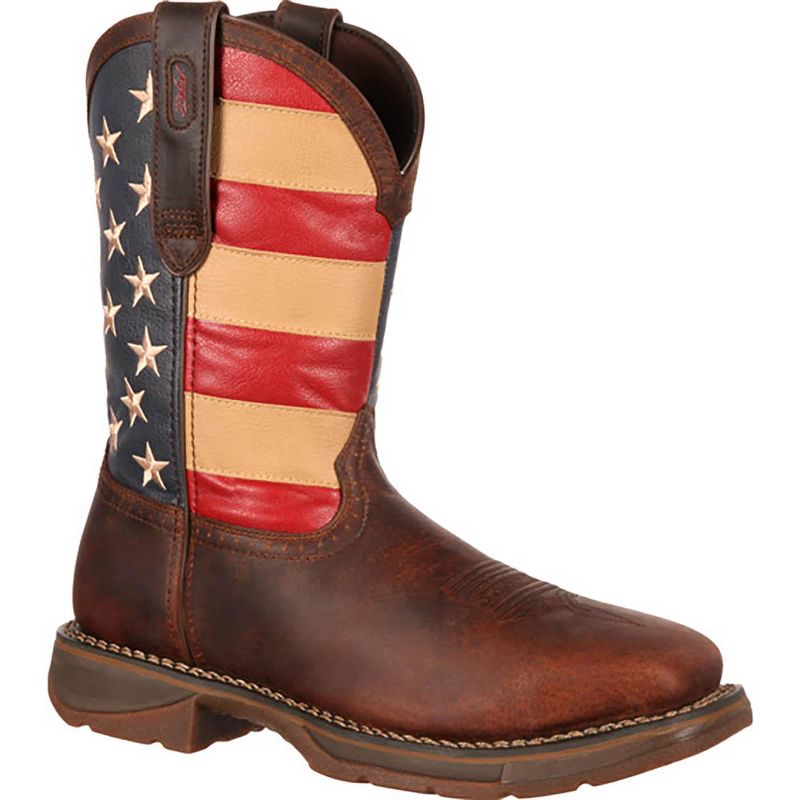 Men's Durango Steel Toe Flag Western Flag Boot, DB020, Brown, 1 of 9