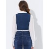Allegra K Women's Denim Button Up Sleeveless Crop Jean Vest Waistcoat - 4 of 4