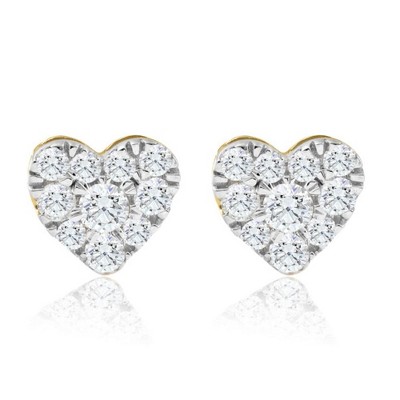Pompeii3 1/2Ct Heart Shape Diamond Studs Yellow Gold Lab Created 7mm Women's Earrings