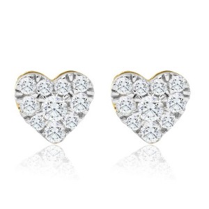 Pompeii3 1/2Ct Heart Shape Diamond Studs Yellow Gold Lab Created 7mm Women's Earrings - 1 of 4