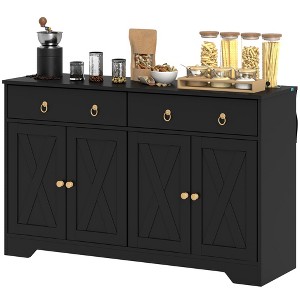 Aghana Digitals Black Farmhouse Sideboard with Barn Doors, Drawers & Adjustable Shelves - Rustic - 1 of 4