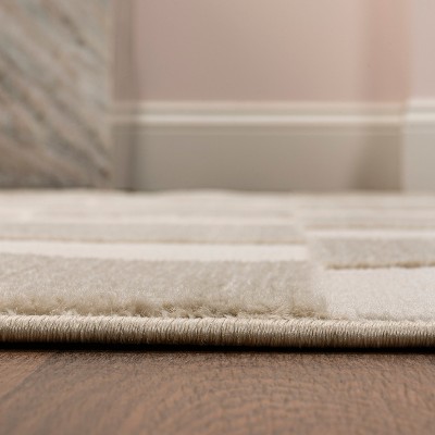 Beige and Cream Geometric Checkerboard 3 x 5 Area Rug