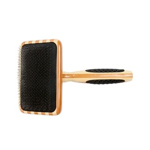 Bass Pet Brushes De-matting Pet Brush with 100% Premium Alloy Pin SOFT Pure Bamboo Handle Large Slicker Style Striped Bamboo - 1 of 4
